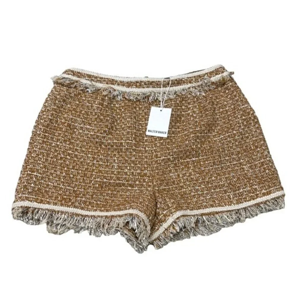 NWT Walter Baker Set Laken Gingham Sz 10 Shorts & Tweed Jacket XL Honey MSRP 496